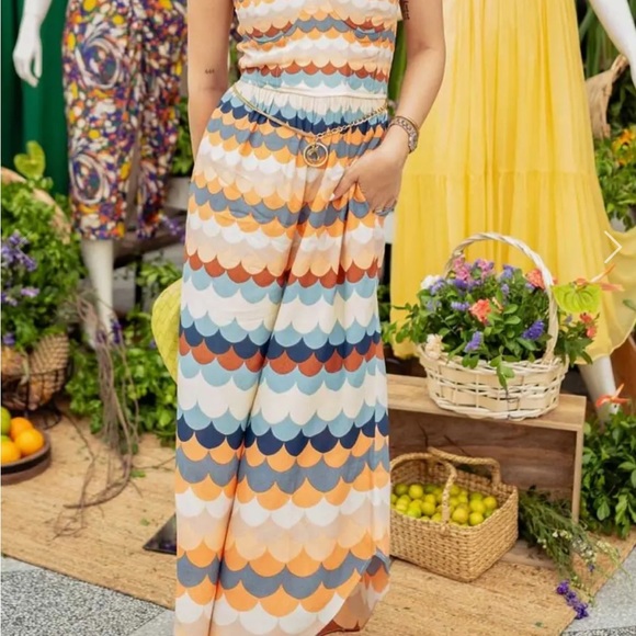 Label Ritu Kumar Orange Mariana Printed Jumpsuit - Picture 8 of 8